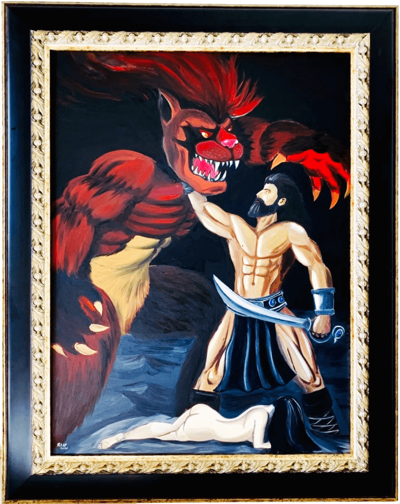 Samson-fights-with-lionmonster-by-raafpaintings