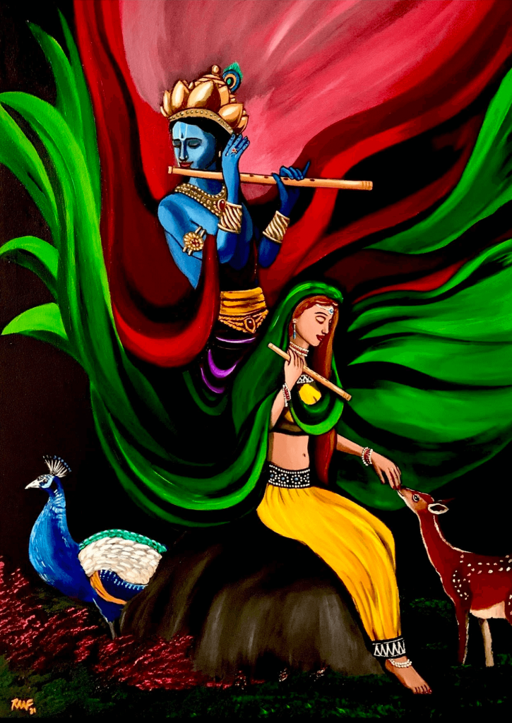 Colorful_Radha_and_Krishna_Oilpainting_by_raafpaintings