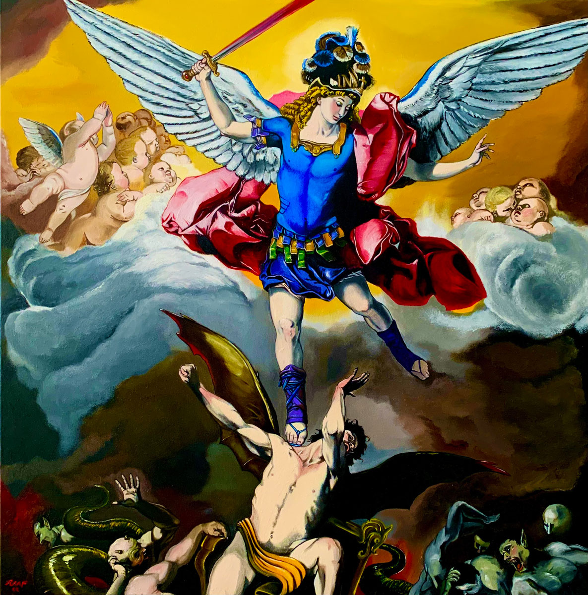 the_fall_of_the_rebel_angels_by_luca_Giordano_remake_by_raaf_paintings
